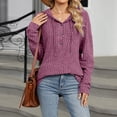thumbnail image 7 of Oplxuo Button Down Hoodies for Women Ribbed V Neck Loose Solid Color Long Sleeve Casual Pullover Hooded Sweatshirt Tops, 7 of 7
