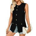 thumbnail image 3 of Women'S 2025 Summer Sweater Vest Sleeveless Knit Cardigan Button Down Tank Tops Black L, 3 of 8