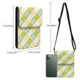 thumbnail image 4 of Leather Portable Mobile Phone Bag Purse Purse Satchels 5.3×7.5in Scratch-Proof Dustproof For Shopping Work Dating Travel Lime Houndstooth Hand-Drawn Sketch_1, 4 of 7