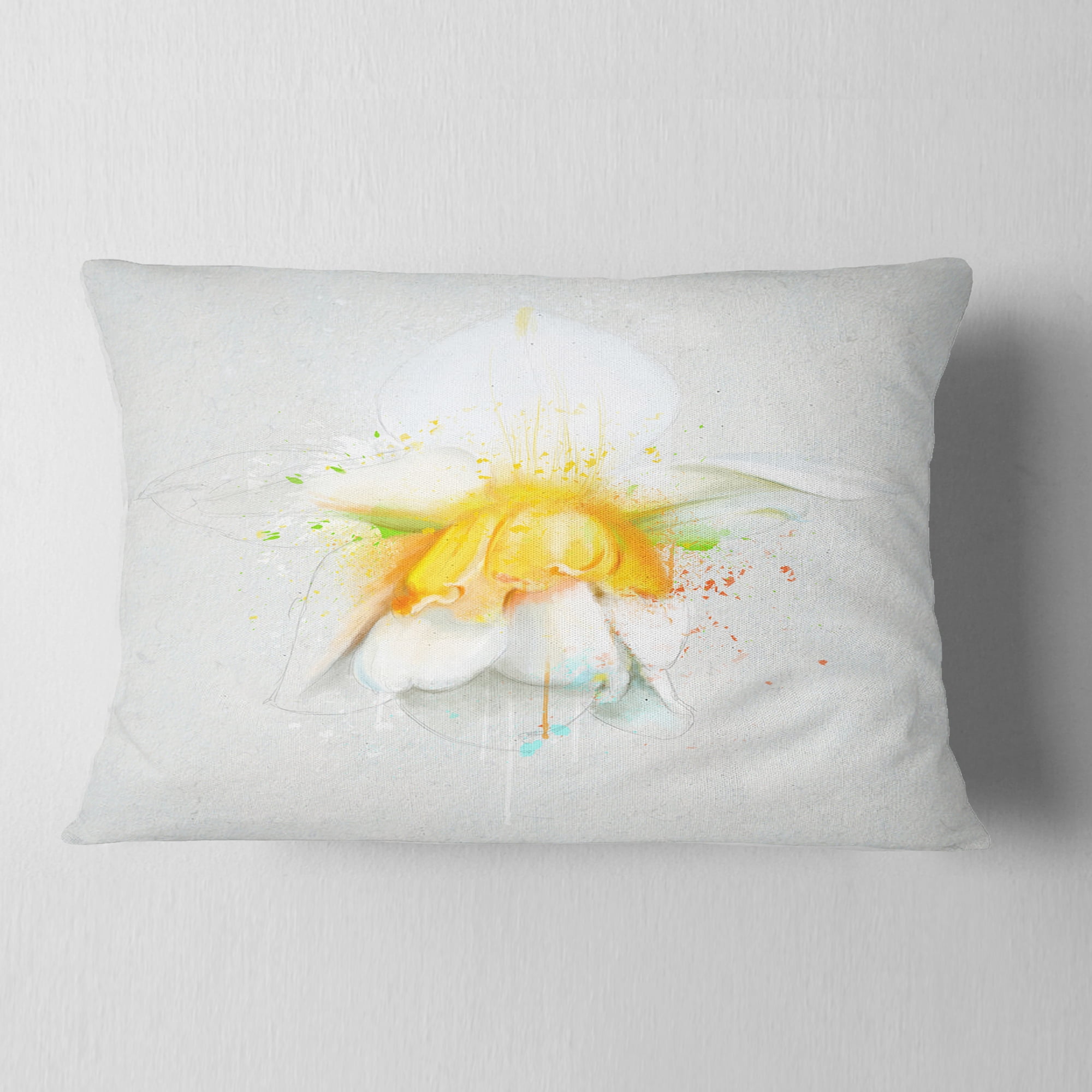 Designart White Narcissus Flower Watercolor - Floral Throw Pillow - 12x20