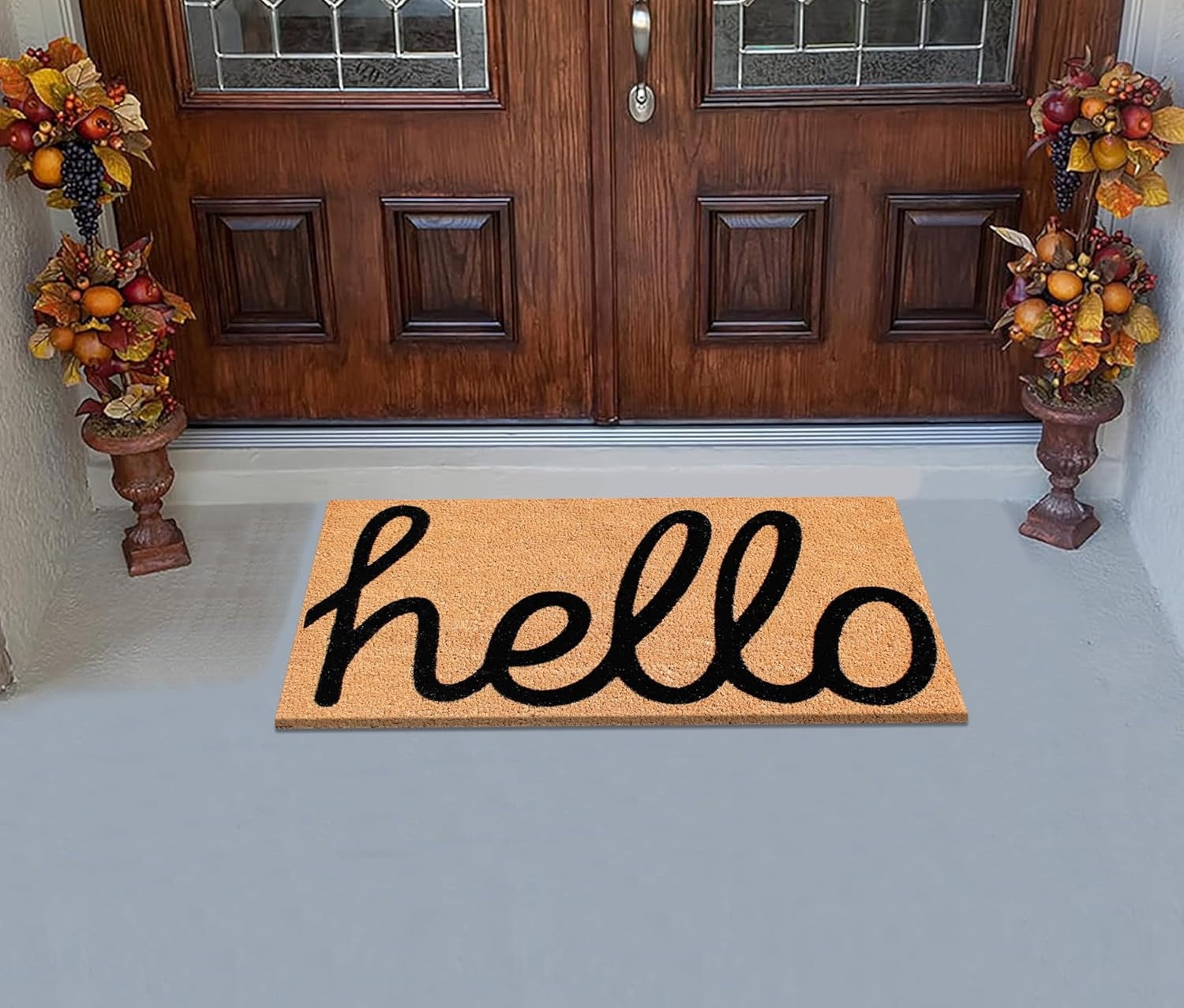 A1HC Natural Coir Door Mat for Front Door, Anti-Shed Treated Durable Doormat for Outdoor Entrance, Heavy Duty, Low Profile Door Mat, Easy to Clean, Long Lasting Doormat