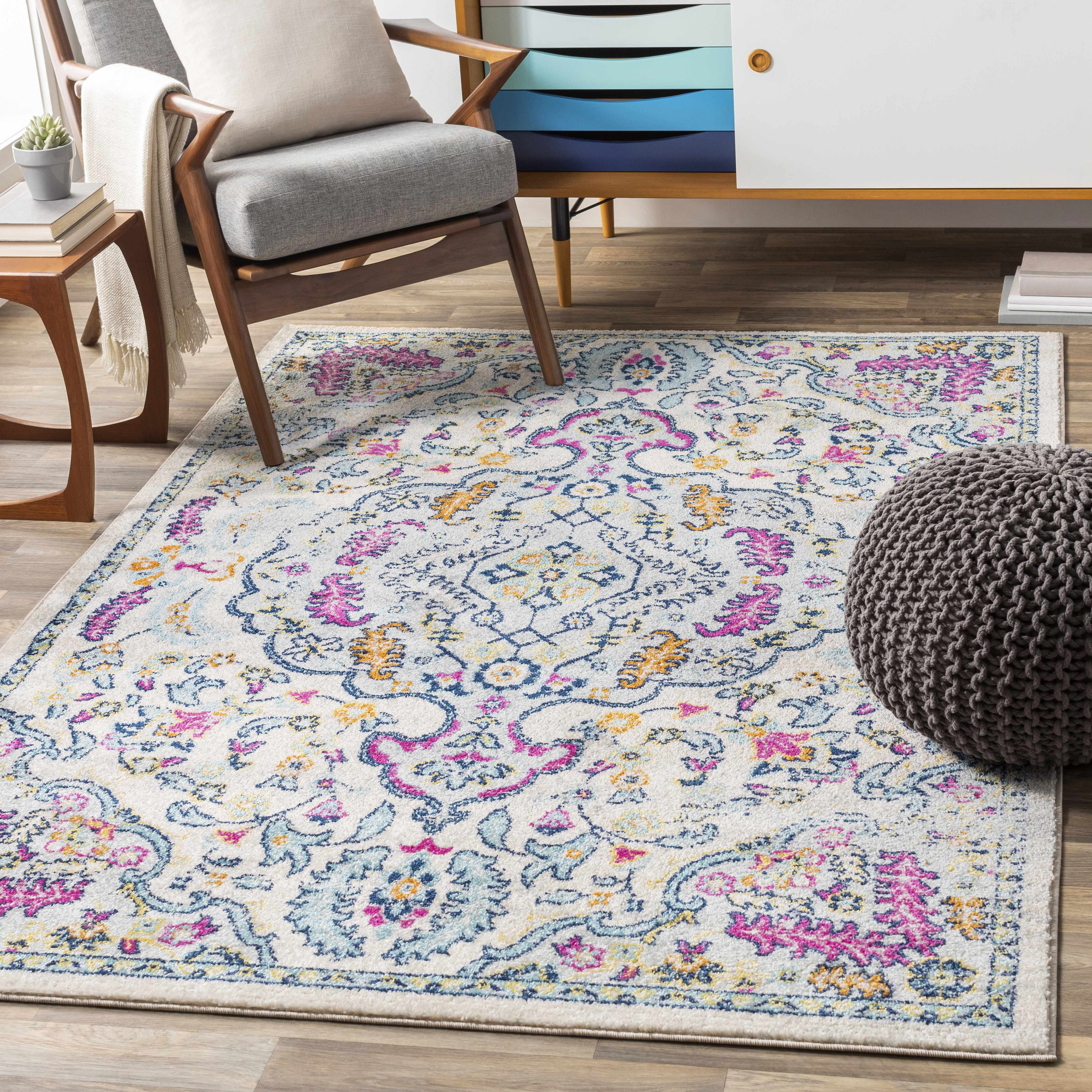Hauteloom Errol Living Room, Bedroom Area Rug - Bohemian/Global - Blue, Orange - 7'10" x 10'3"
