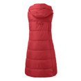 thumbnail image 7 of AOMPMSDX Women's Outerwear Vests Women Long Vest Jacket Sleveless Hoodies Full Zipper Sleeveless Down Coats Thickened Warm Windbreakers M Red, 7 of 7