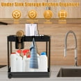 thumbnail image 4 of Under Sink Organizer 2 Tier Cabinet Organizer Rack with 4 Hooks and Hanging Cup Space Saving Storage Shelf Multi-Purpose Under Sink Storage Rack with Wheels for Bathroom Kitchen Counterto, 4 of 6