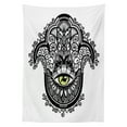 thumbnail image 3 of Ambesonne Evil Eye Tablecloth Rectangular Table Cover, Vivid Swirled Floral, 52"x70", Yellow White and Black, 3 of 4