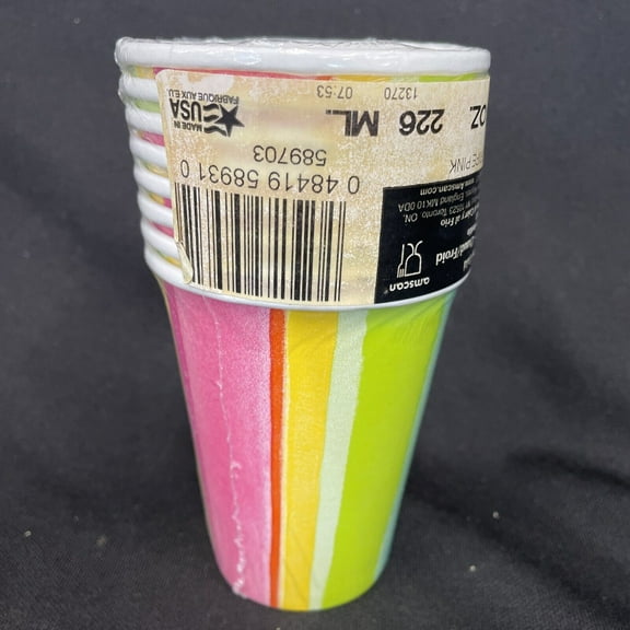 Sunny Stripe Pink 9 oz Cups
