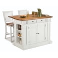 thumbnail image 1 of Kingfisher Lane Wood Kitchen Island and Stools in Off White/Distressed Oak, 1 of 15