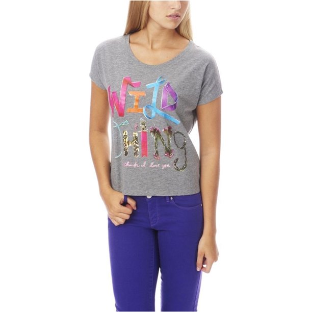 Camiseta gráfica para mujer Aeropostale Wild Thing Ribbon gris XS
