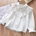 thumbnail image 5 of Dlentnea Kids Girls Cotton Shirts Blouse Button down Collar Classic Long Sleeve School Uniform Dress Shirt Tops, 5 of 7
