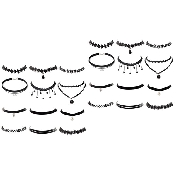 24Pcs Necklaces Black Velvet Choker Set for Womens Velvet Choker Set