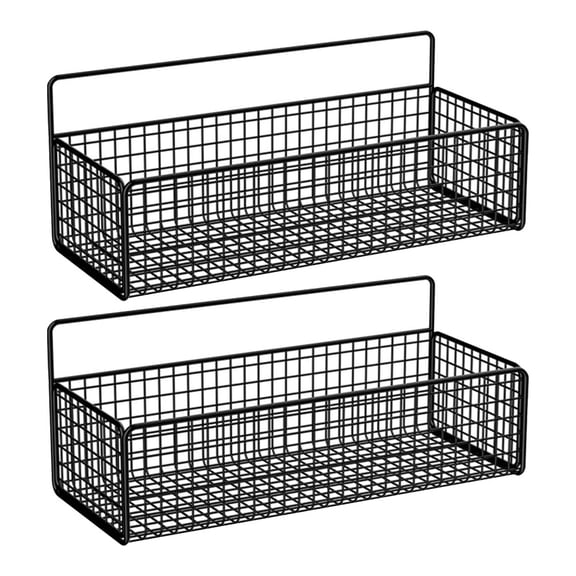 MLINS 2 Pcs Bathroom Hanging Organizer Wire Bathroom Shelf 27.00X15.00X14.00CM Black