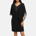 thumbnail image 2 of Robe Femme Grande Taille Mode Décolleté en V Profond Unie à Manches Courtes Robe d'Été en V pour Femme Décontractée Col Décontracté Longue Robe, 2 of 4