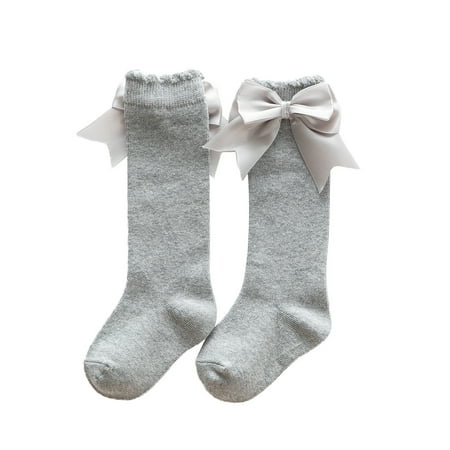 

Bmnmsl Baby Below Knee Socks Bow Decor Stockings Breathable Clothing Accessory