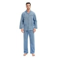 thumbnail image 1 of Apparonia Conjunto de Pijamas para Hombre Pijamas de Algodón con Cuello con Muescas para Hombre Ropa de Dormir de Manga Larga para Hombre con Bolsillos y Frente Fly Elegante Azul 3XL, 1 of 7