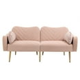 thumbnail image 4 of Modern 2 Seater Velvet Sofa with 2 Pillows, Adjustable Backrest Loveseats Sofa with 6 Steel Feet, Couches Turn into Bed, Pink, 4 of 7