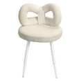thumbnail image 2 of Happydeer Vanity Stool with Bowknot Backrest Makeup Chair Non-slip Foot Pads Armless Dressing Chair Side Table Seat for Living Room Women Girls Bedroom (White), 2 of 9