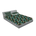 thumbnail image 2 of Ambesonne Tropical Fitted Sheet & Pillow Sham Set, Exotic Torbay Palm Leaves, Queen, Multicolor, 2 of 2