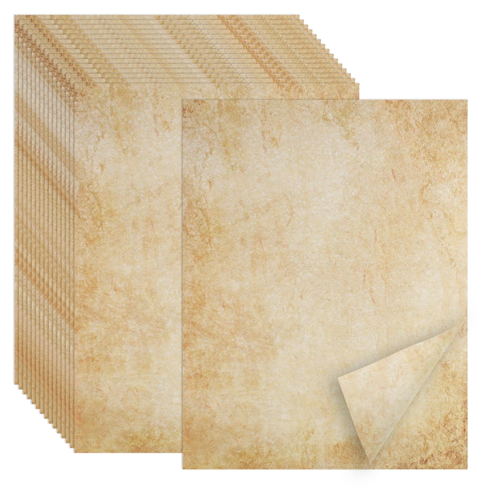 55 Sheets 8.5" x 11" Vintage Stationery Paper, 100 GSM Antique Parchment Paper for Certificates, Wedding Invitations, Resume Printing, Letters, Calligraphy, Menus & Medieval Fantasy Documents