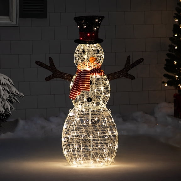 Northlight LED Lighted Snowman with Top Hat and Red Scarf Outdoor Christmas Decoration - 43"