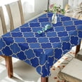 thumbnail image 3 of SKYSONIC 54"x72" Square Tablecloth with Blue Gold Grid Lantern Shapes Prints, Anti-Wrinkle and Smooth Table Cloth for Kitchen/Home Wedding Party Decoration, 3 of 7