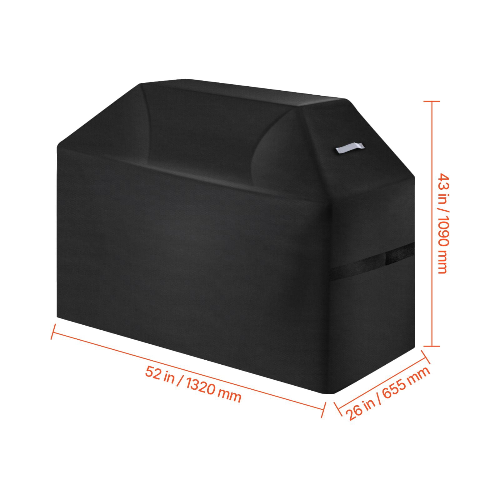 Heavy Duty Grill Cover 52x26x43 Inch 600D Polyester 5-Layer Waterproof Hook and Loop Tapes Windproof for Outdoor BBQ Gas Grill