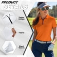 thumbnail image 6 of Binienty Orange Golf Shirt for Couple Relaxed Classic Fit Moisture Wicking Couple Shirt with Quarter Zip Versatile Short Sleeve Athletic Tops for Golf Running Sports, 6 of 7