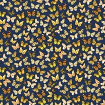 Navy Tossed Butterflies Fabric by the yard