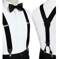 thumbnail image 3 of KAMBERFT Men's Black 1.4 inch Wide Adjustable Y-Back Suspenders, 2-Piece Set with Pre-Tied Bow Tie, 3 of 5