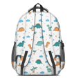 thumbnail image 3 of White Cartoon Dinosaurs Palm Trees Pattern Cute School Backpack Bag with Padded Back and Adjustable Shoulder Straps 16.9 X 12.6 X 5.9 Inches, 3 of 5