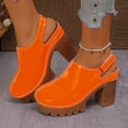 thumbnail image 2 of Pandaie Womens Platform Clogs Chunky High Heeled Mules Sandals Round Toe Slip on Slides Wide Width Comfortable Casual Pumps Shoes Orange Size 6, 2 of 9