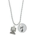 thumbnail image 1 of Delight Jewelry Silvertone Computer Silvertone Script Initial Disc - T - Charm Necklace, 20"+3", 1 of 4