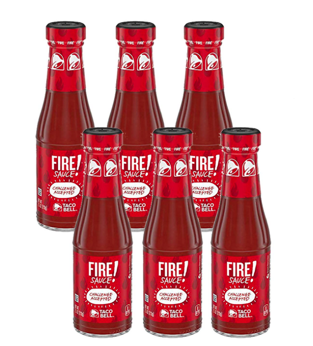 Taco Bell Fire Sauce Glass Bottle, 7.5 OZ 6Pack