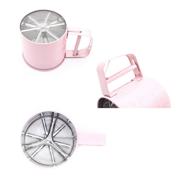 Tamiz de harina de acero inoxidable para cocina, colador Manual de harina en polvo, glaseado, azúcar, taza tamizadora, herramientas para hornear en casa