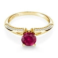 thumbnail image 2 of Gem Stone King 1.58 Ct Round Red Created Ruby 18K Yellow Gold Plated Sterling Silver Ring (Size 6), 2 of 4