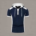 thumbnail image 5 of Men's Shirts, Men Shirts Short Sleeve Blouse Muscle Hoodie Workout T Shirts Casual Loose Going Out Streetwear Tee Navy L, 5 of 7