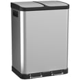 thumbnail image 1 of HOMCOM Kitchen Garbage Bin, 2 x 7.9 Gal Trash Can with Foot Pedal, Silver, 1 of 10