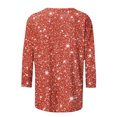 thumbnail image 5 of lcziwo Womens Summer Dressy Casual Shirts Fashion Sparkly Sequin Print 3/4 Sleeve Shirt Loose Crewneck Pullover Blouse Sales Today Clearance Orange L, 5 of 6