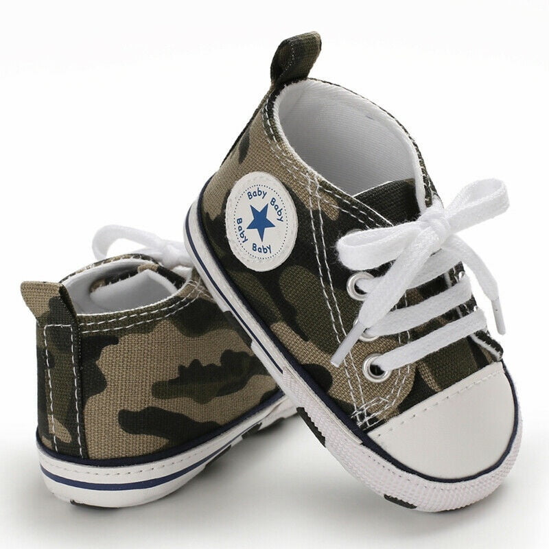 SABATUTU Unisex Baby Boys Girls Shoes Star High Top Ankle Toddler Sneaker Soft Anti-Slip Sole Newborn Infant First Walkers Canvas Denim Shoes