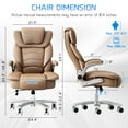 thumbnail image 3 of Ninecer Big and Tall Office Chair 400lb, Ergonomic High Back Leather Executive Chair with Flip-Up Arms, Brown, 3 of 9