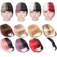 thumbnail image 2 of Xiao Hua Flequillo sintético francés con clip, flequillo falso con patillas para mujer, extensiones de cabello con flequillo curvo natural para uso diario, K, 2 of 2