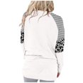 thumbnail image 2 of Women's Striped Leopard Splicing Contrast Color Long Sleeves Pocket T-shirt, 2 of 2