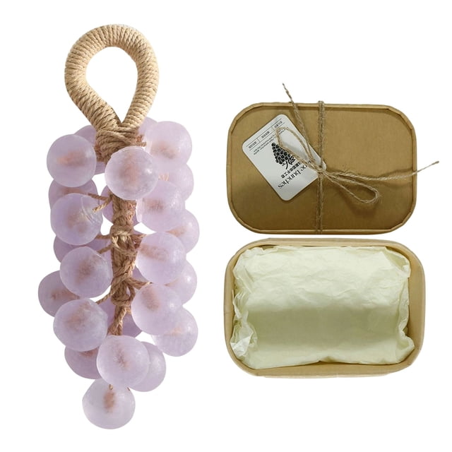 Savon au Raisin Crystal 2, Rond Violet Pâle, Savon au Raisin sur Corde Savons Faits à la Main en Forme de Grappe de Raisins et Savons pour le Corps en Grappes de Raisins pour Suspension de Douche pour Cuisines Ou Salles de Bain Déco Maison Bricolage, Assainissement de l'Air