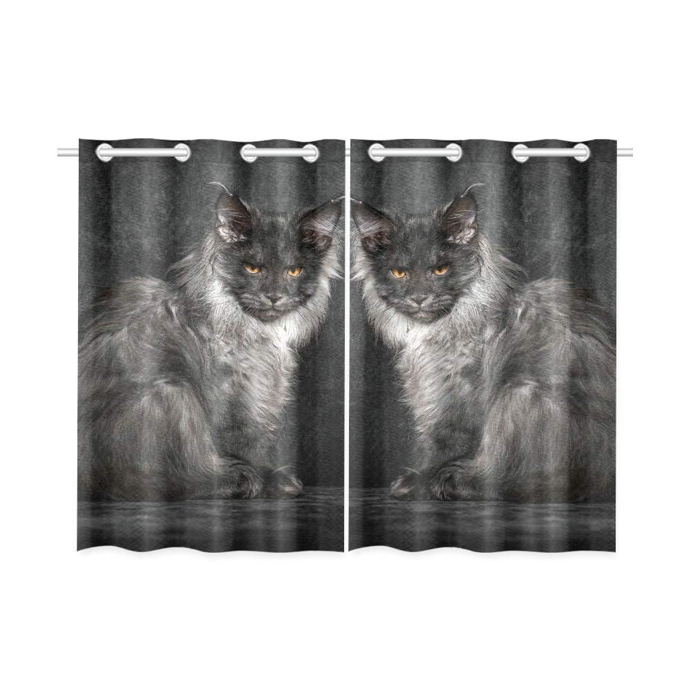 CADecor Cat Black Kitten Window Curtain Window Treatments Kitchen