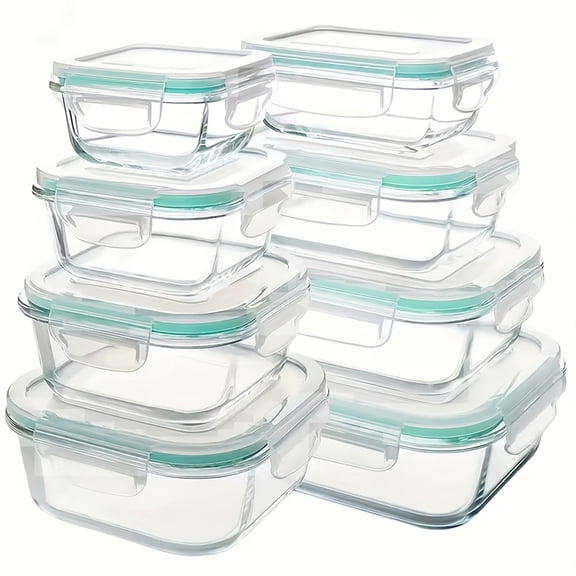 MOONXIAN 8Pack Glass Food Storage Containers, Meal Prep, Airtight Bento Boxes with Leak Proof Locking Lids, for Microwave, Lunch Boxes, Oven, Freezer And Dishwasher