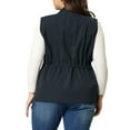 thumbnail image 3 of Agnes Orinda Women's Plus Size Sleeveless Anorak Cargo Coats Zip Button Drawstring Waist Vest Jackets 2X Navy Blue, 3 of 7