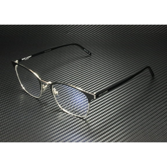 SAINT LAURENT YSL 224 002 Square Black Shiny Blk Demo Lens 52mm Men's Eyeglasses