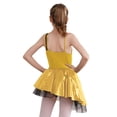 thumbnail image 2 of CHICTRY Kids Girls Shiny Sequin Ballet Jazz Dance Dress Asymmetrical Metallic Tulle Skirt Leotard Dress Gold 6, 2 of 7