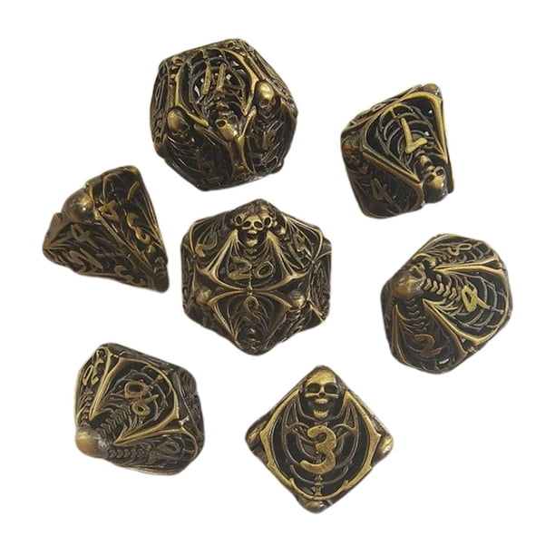 Juego De Dados De Cobre De 7 Piezas, Ense?anza De Matemáticas Para Amantes, Juego De Mesa De Regalo De Juguete De Dados C Sunnimix Dados poliédricos huecos