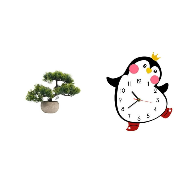 Árbol bonsái artificial,Bonsái artificial para decoración de escritorio o interior,Bonsái artificial,planta falsa en maceta.,Reloj de pared,Reloj de pared silencioso,sin tictac,decorativo
