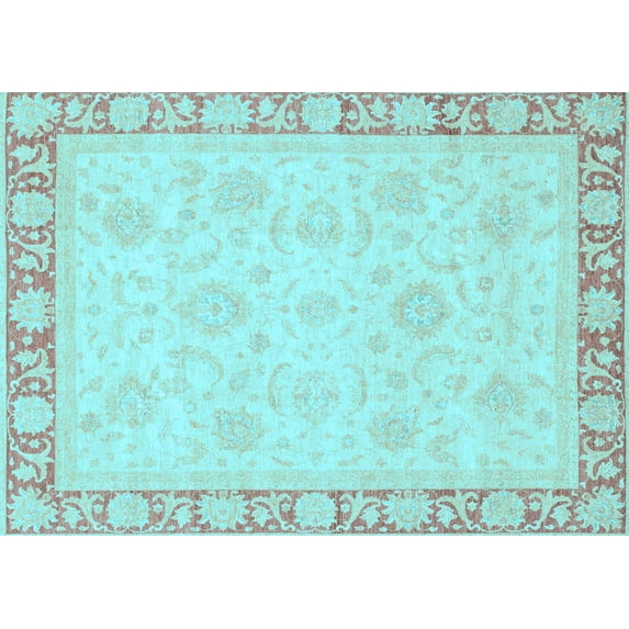 Ahgly Company Indoor Rectangle Abstract Light Blue Modern Area Rugs, 4' x 6'